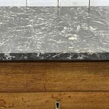 19th-century Empire commode in walnut with a grey St Anne marble top.