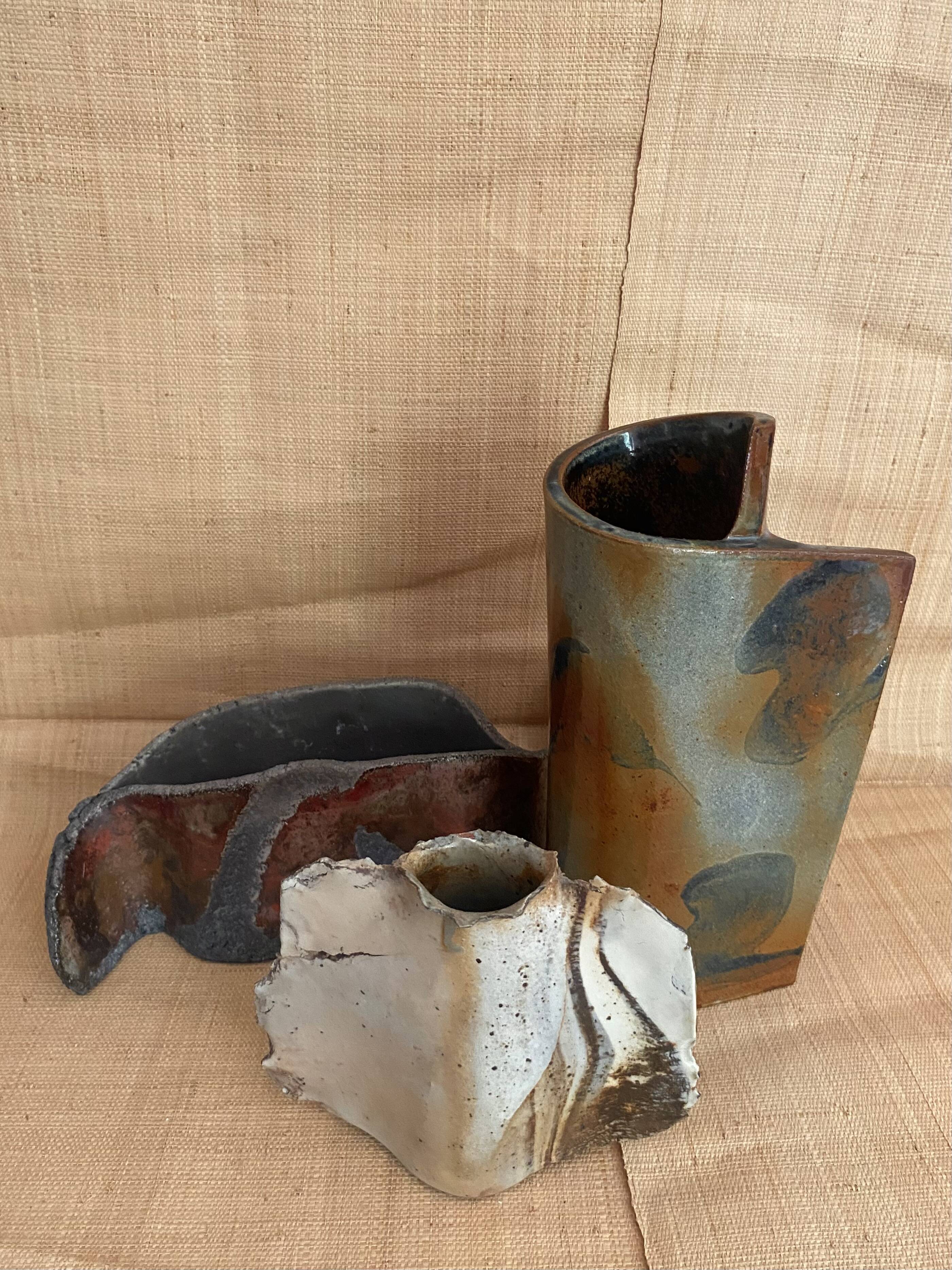 Raku vase signed free form
