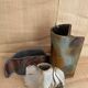 Raku vase signed free form