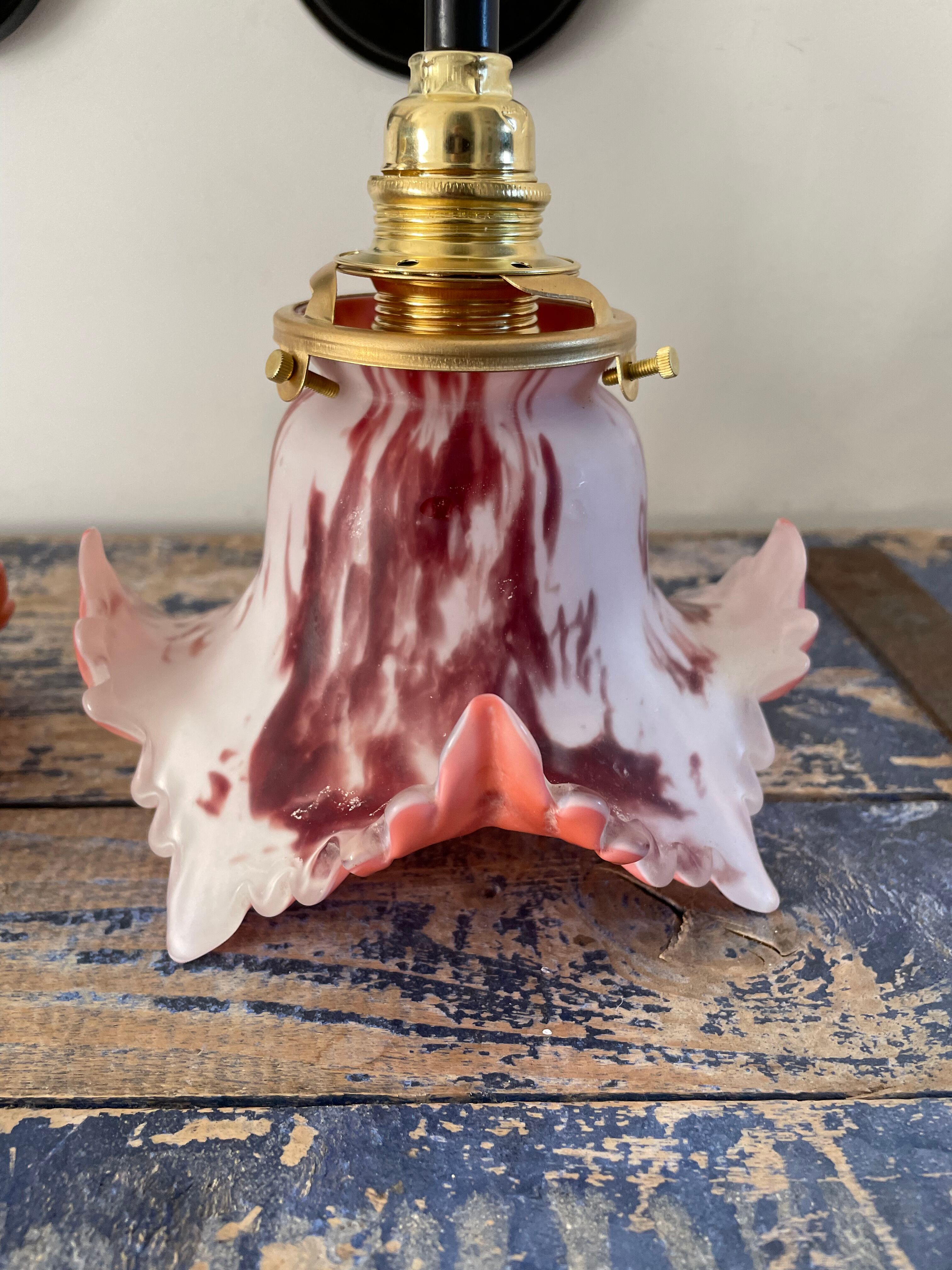 Pair of new electrified art deco wall lamps