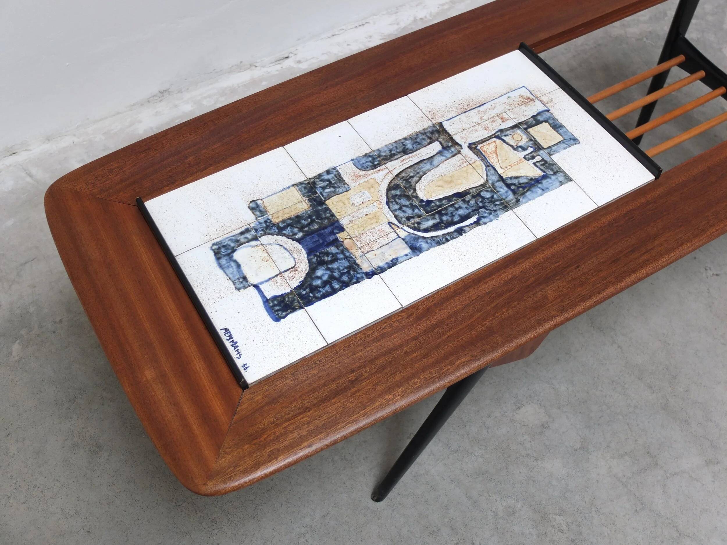 Decorative coffee table with bar by Alfred Hendrickx for Belform, 1950s