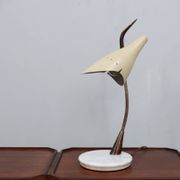 Oscar Torlasco for Lumen rare 1950s Italian table lamp in brass and marble