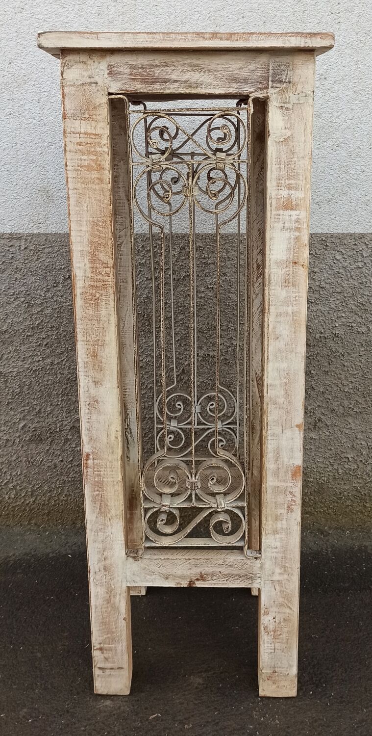 Guéridon ancien en bois et fer forgé