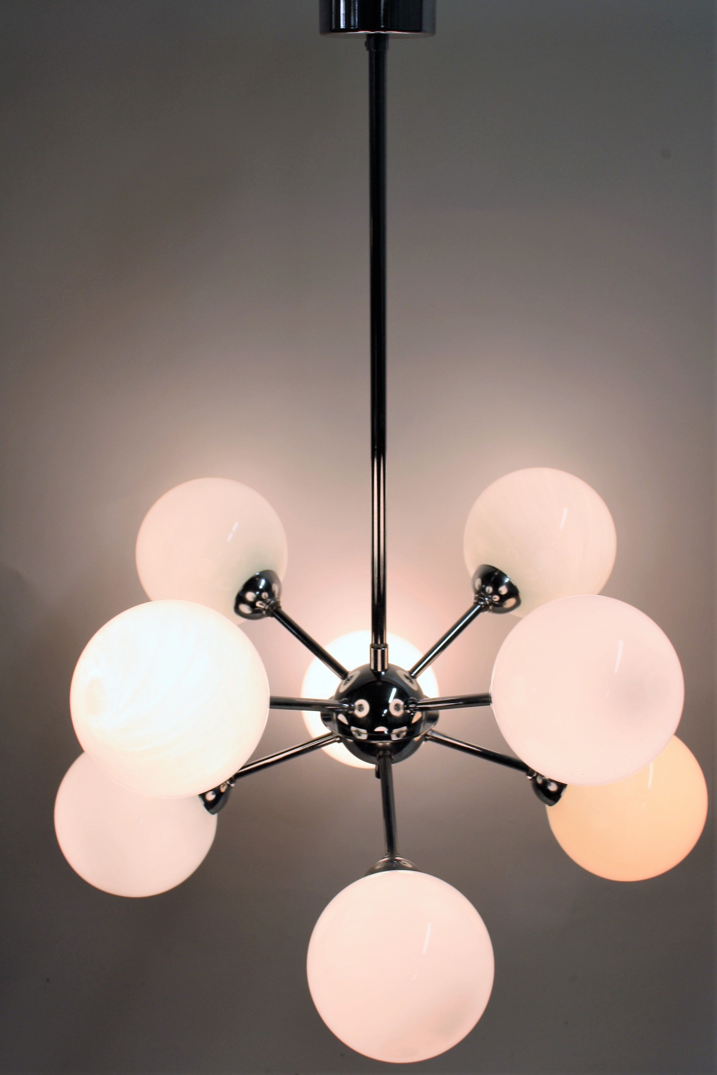 Vintage opaline sputnik chandelier, 1960s