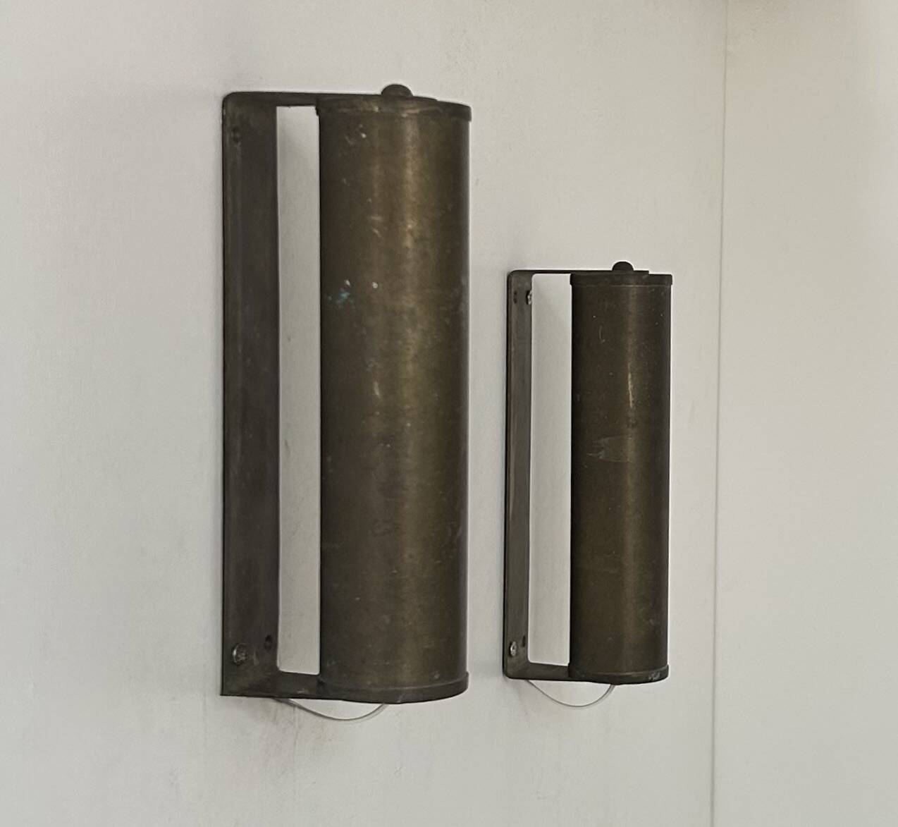 Pair of vintage modernist wall lights, solid brass, Sweden 1940s