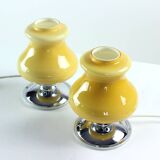 Table Lamps In Cream Opaline & Chrome, Bulgaria 1960s