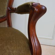 Mahogany Napoleon III Armchair with Carved Grapes  Decoration on Top, 1870s