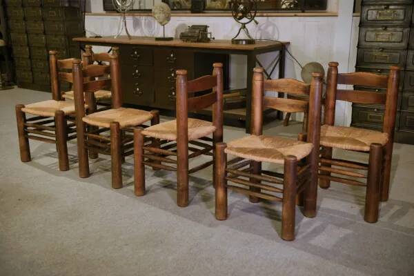 Ensemble de 6 chaises attribuées à Charles Dudouyt 1950’s