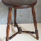 Vintage turned solid wood tripod stool