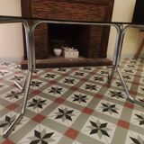 Dining table 70 chrome and smoked glass