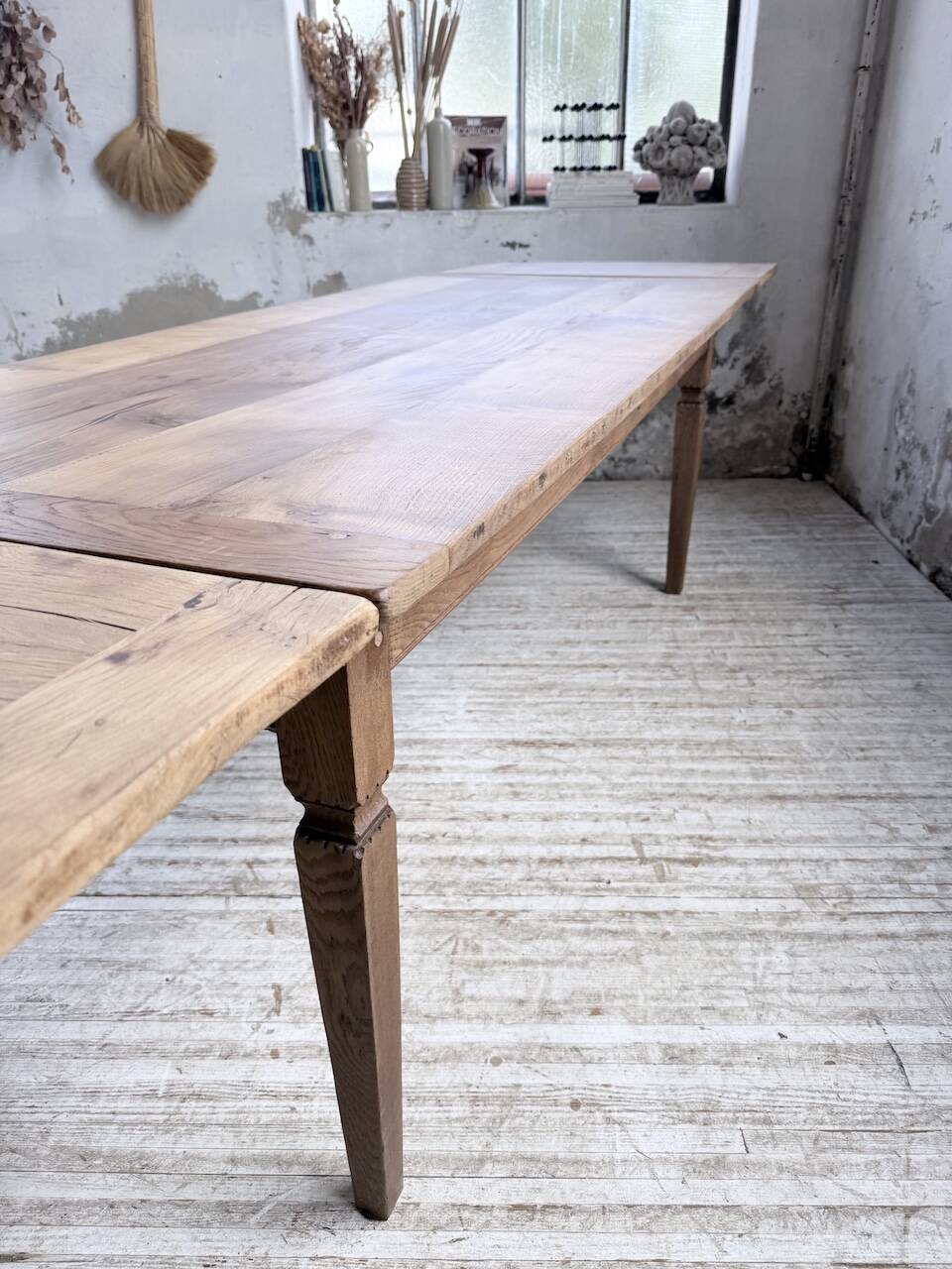 Solid oak farmhouse table with extensions (190-280cm) 1950