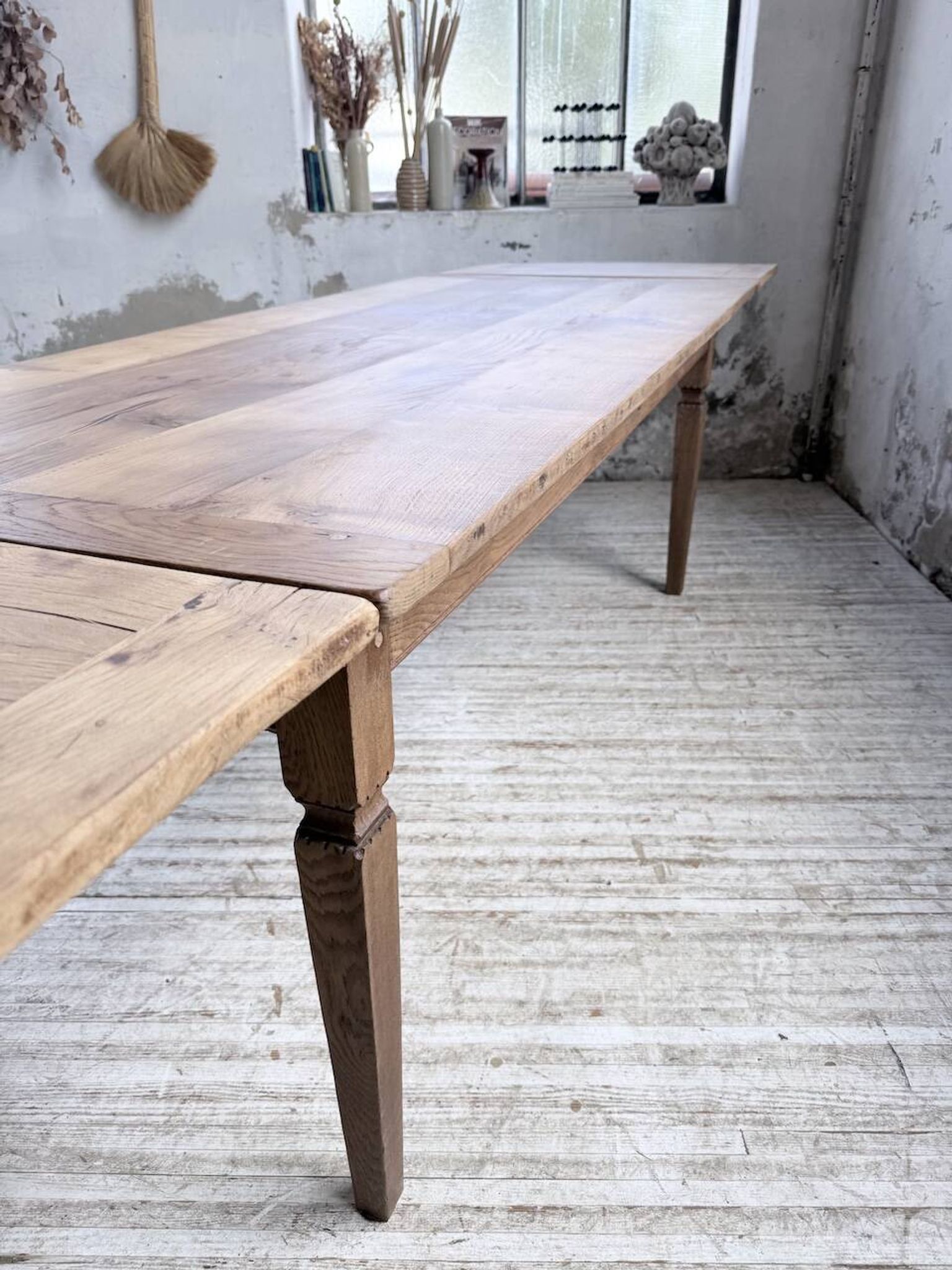 Solid oak farmhouse table with extensions (190-280cm) 1950