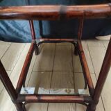 Rattan and smoked glass side table