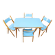 Mid-century Italian Wooden Dining Set of 5 in Blue