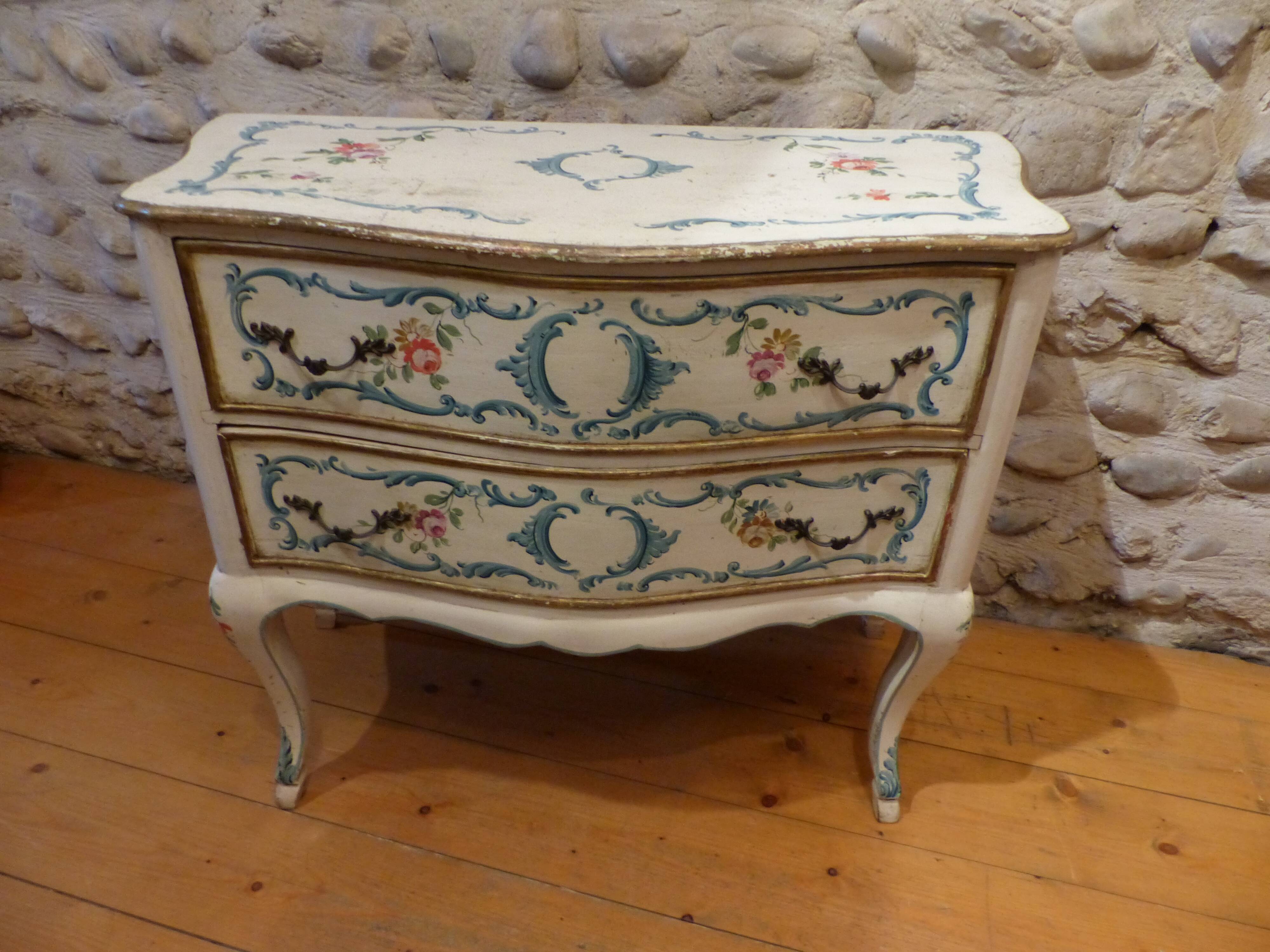 Italian dresser two drawers décor on beige background