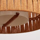 Vintage Temde Hanging Lamp with Teak and Raffia 1960s Germany.