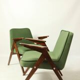 Pair of royal green velvet armchairs