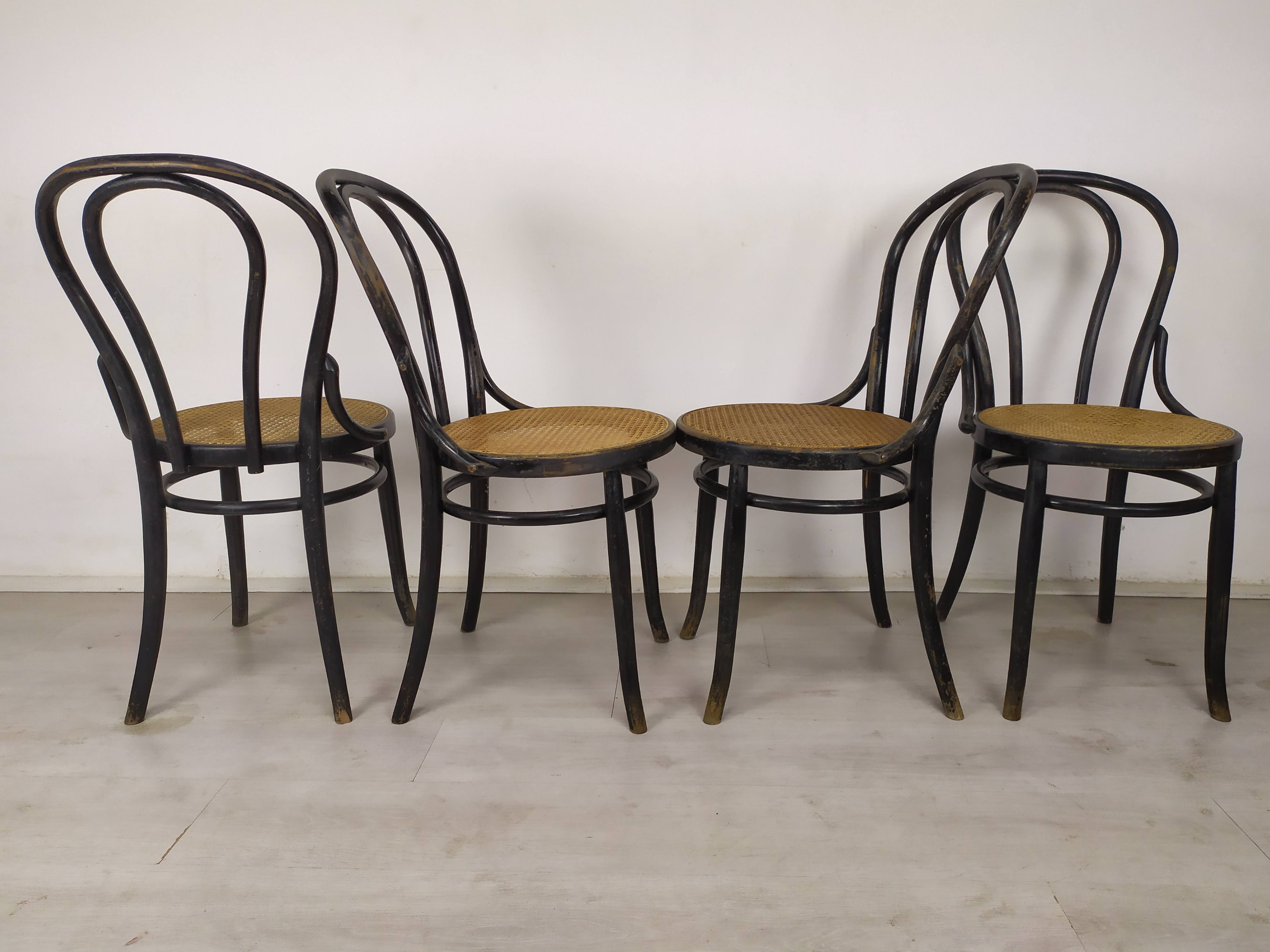 Black canned bistro chairs