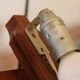 1960s Scandinavian suspension light in teak and perspex.