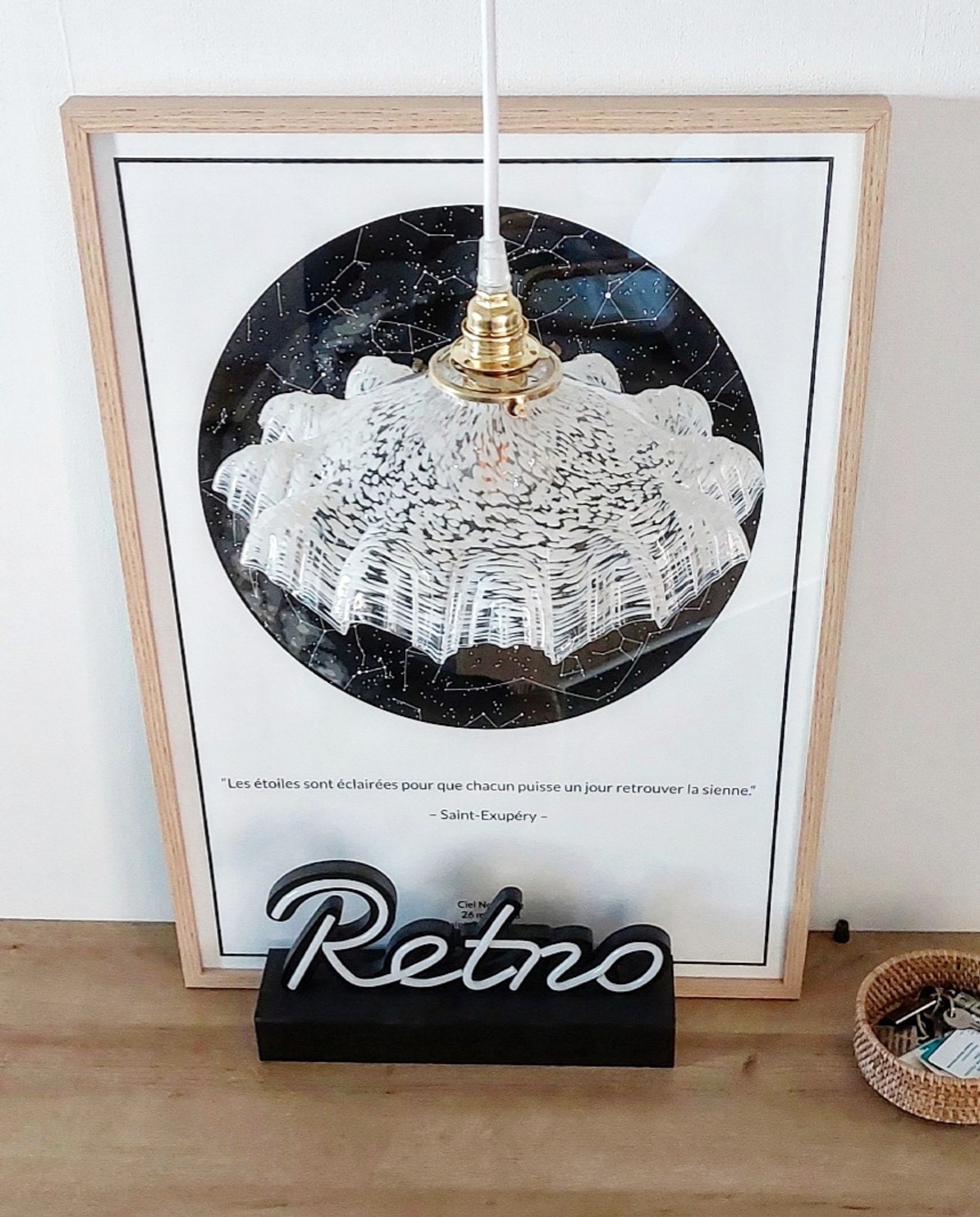 Suspension vintage verre de Clichy