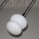 Set of 3 mid century opal glass organically shaped pendant lights, 1960s
