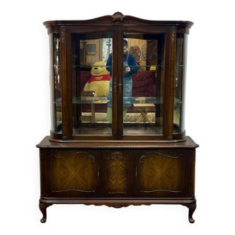 English 2-body mahogany display cabinet from the 70s