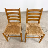 Set of two vintage Farmhouse chairs with cane seating