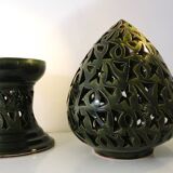 Large 1980s lamp, openwork ceramic