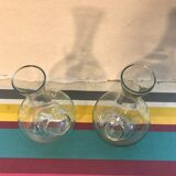 Paire de carafes rafraîchissoirs en verre