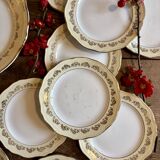 Vintage cake service l'Amandinoise in yellow and gold