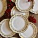 Vintage cake service l'Amandinoise in yellow and gold