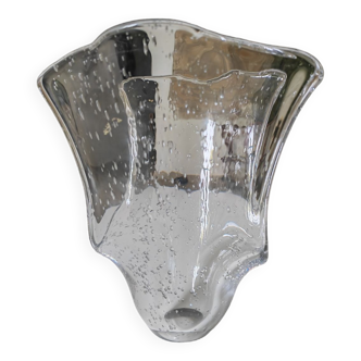 Bubbled glass handkerchief vase