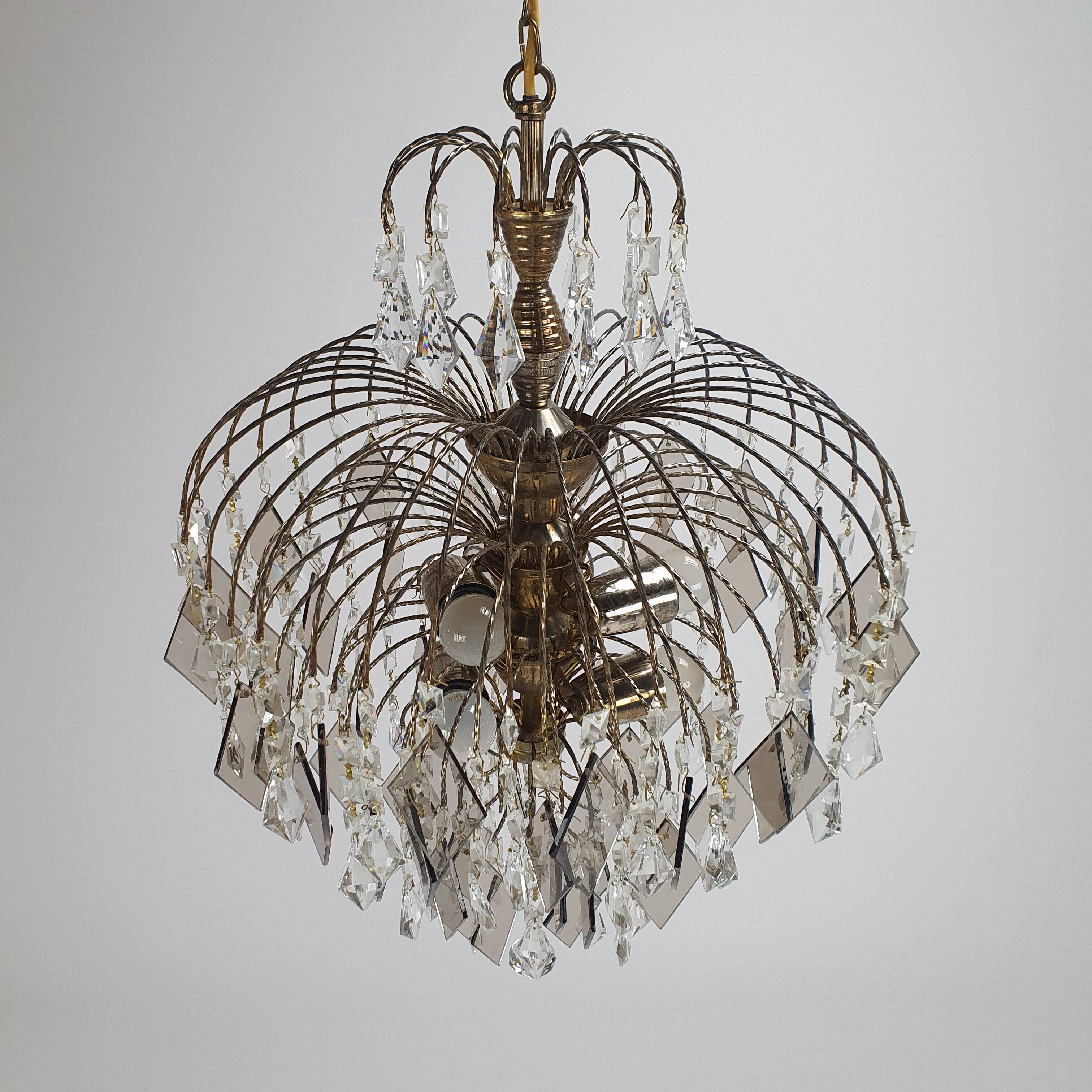 Hollywood Regency cristal and glass chandelier, 1970s