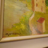 Painting by Gian BERRA with autograph letter signed on the back, contemporary painter - Italy
