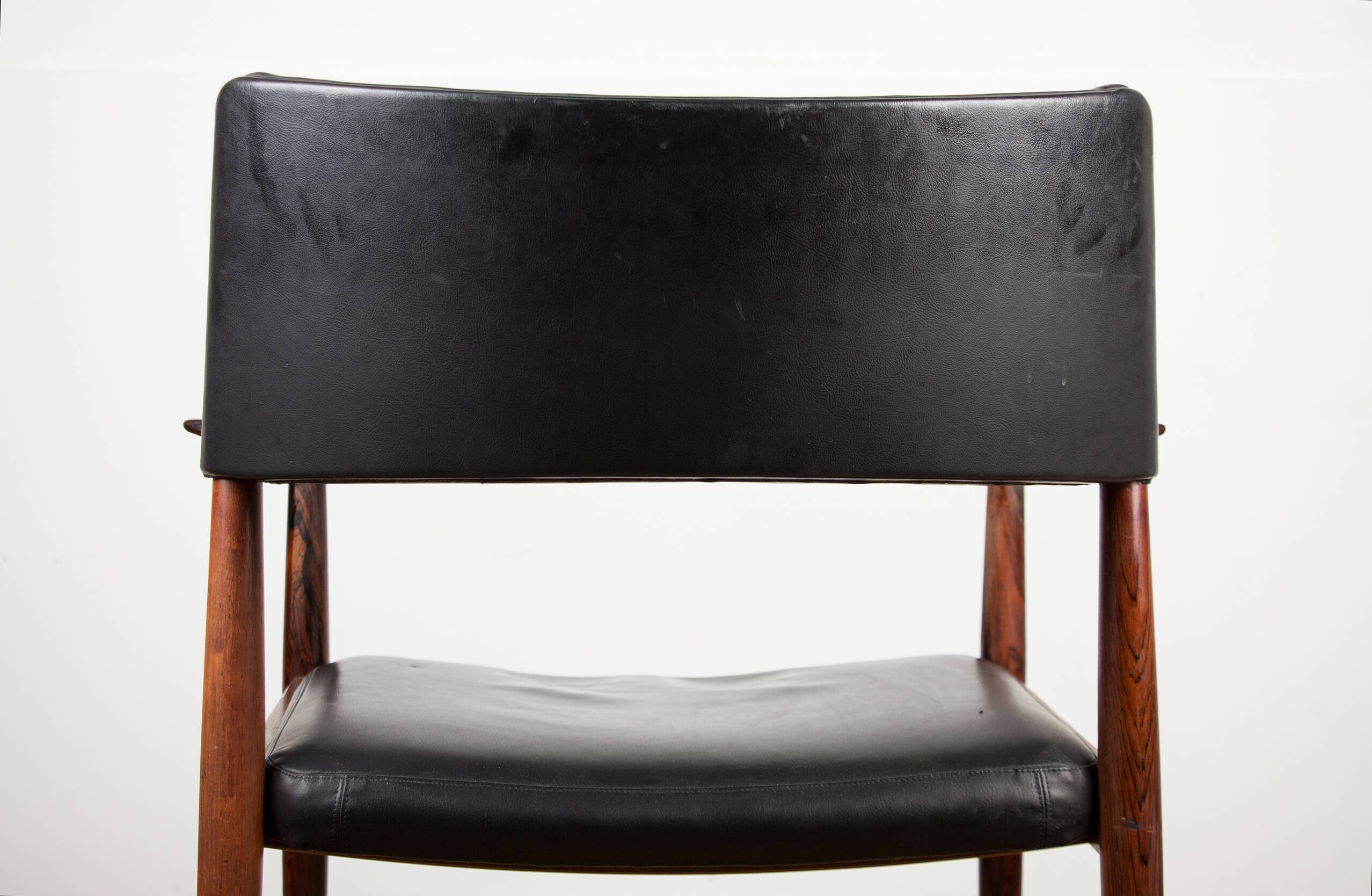 Danish Rosewood and Leather Office Chair by Erik Worts 1960.