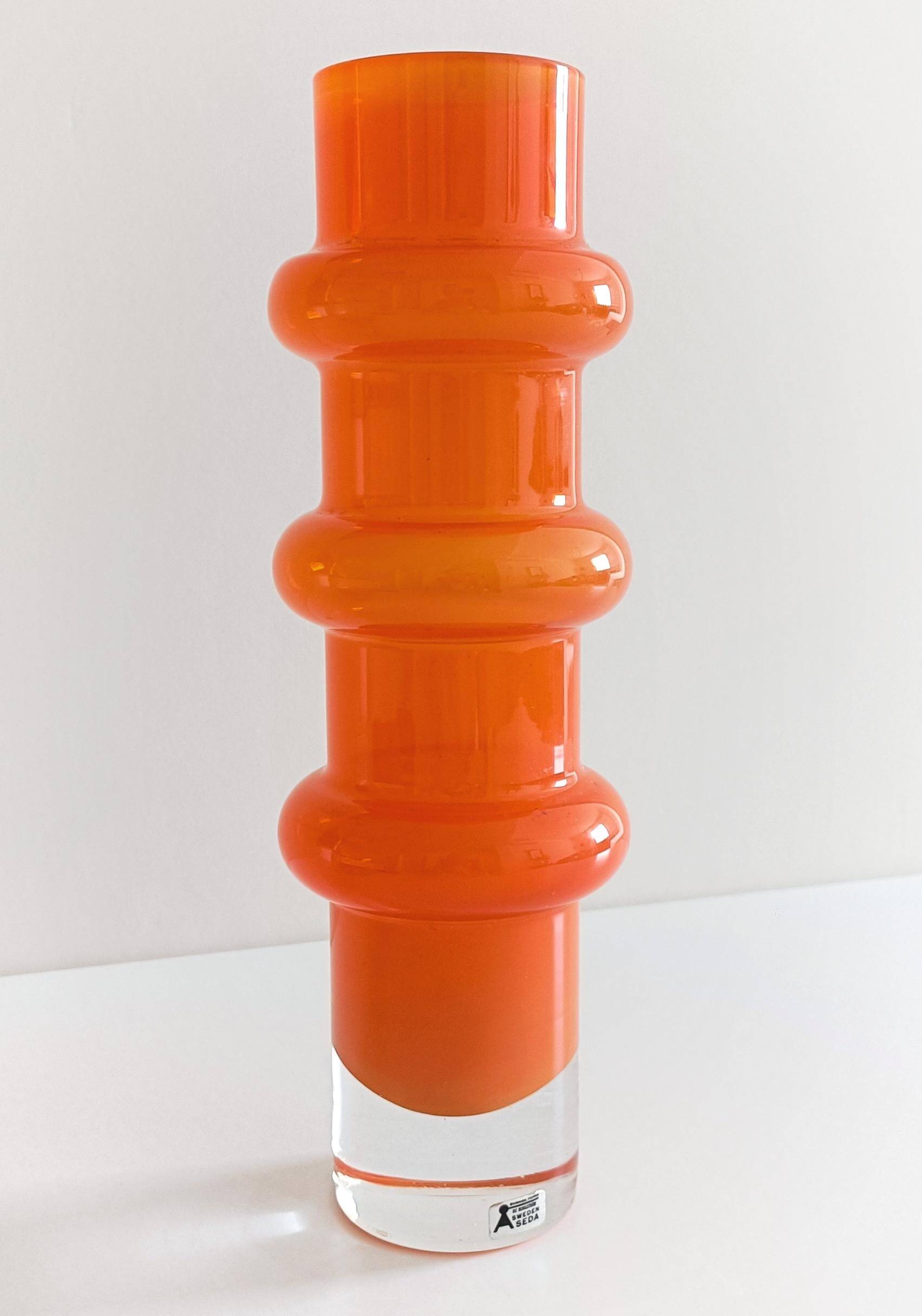 Scandinavian Modern Hooped Glass Vase by Aseda, Sweden 1960s