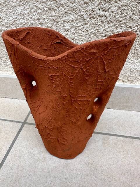 Painted organic shape vase