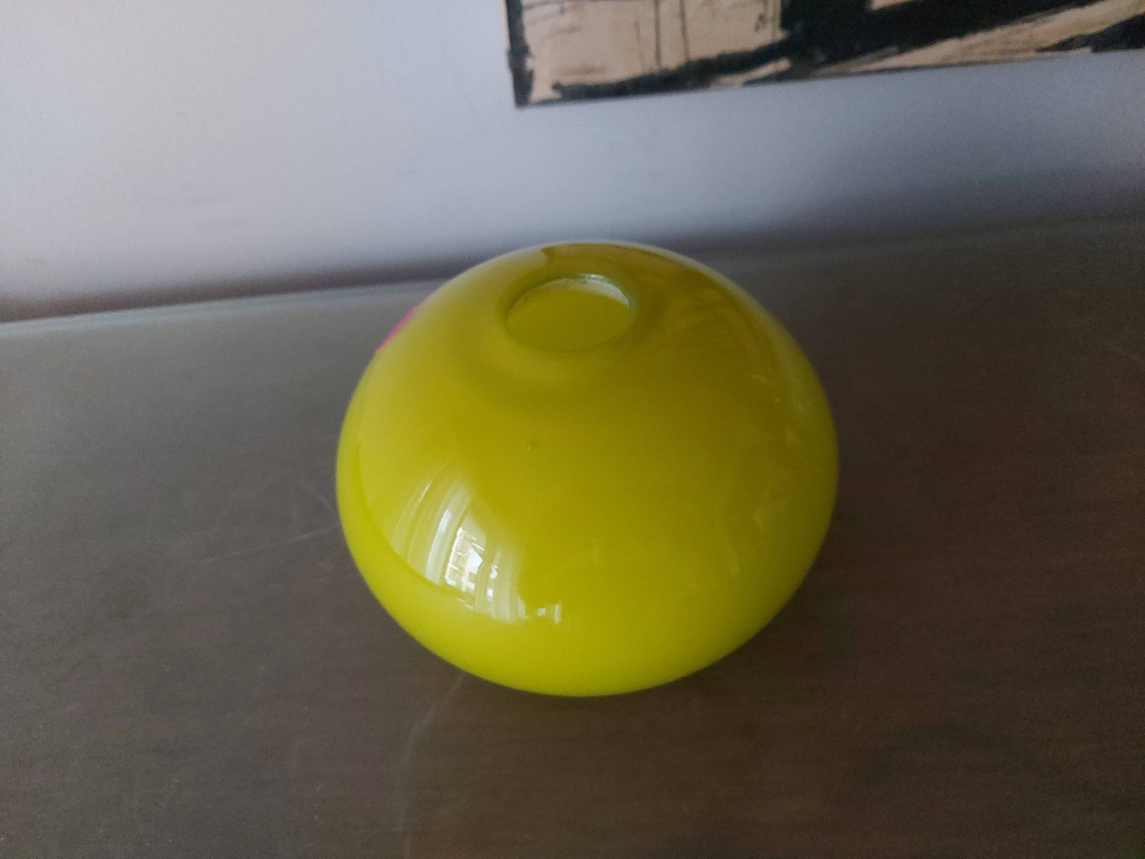 Yellow blown glass vase