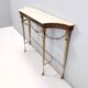 Vintage walnut console with a portuguese pink marble top and brass frame, italy