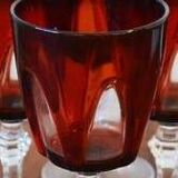 6 ruby red wine glasses