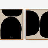 Pair of giclee prints. Abstract wall art set of two, A3