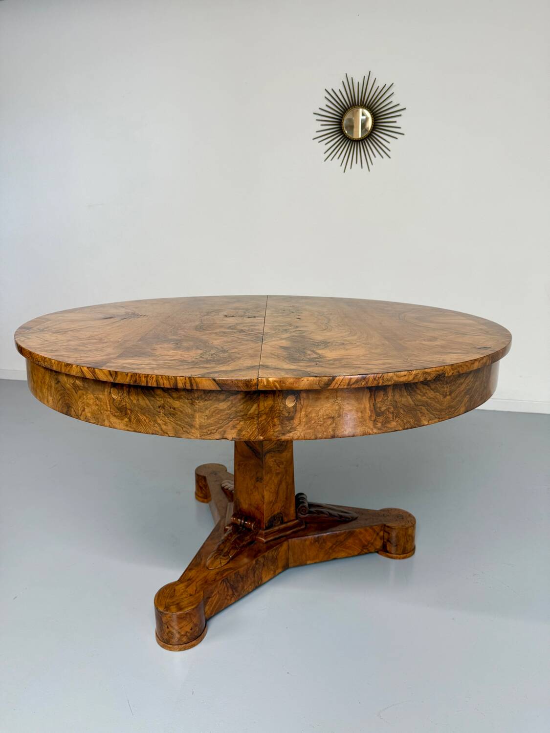 Antique large 19th century Biedermeier art deco walnut table