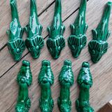 Vintage faience knife holder fish and dogs