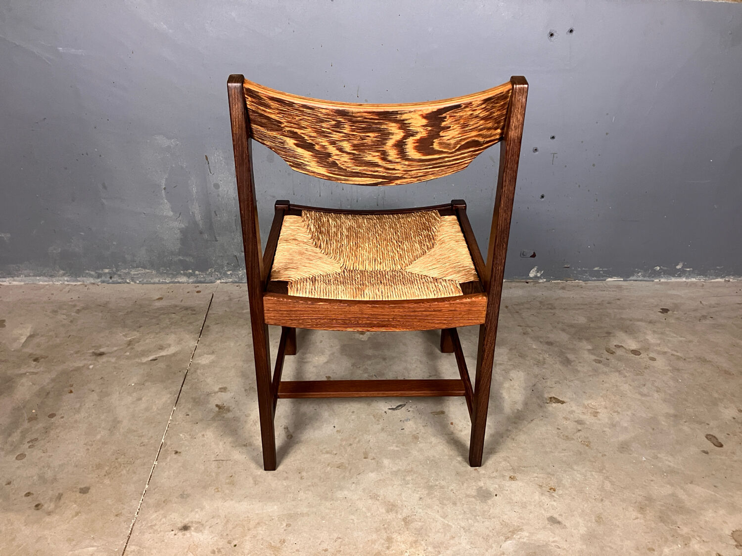 6 chairs rush Wenge Brutalist Mid Century