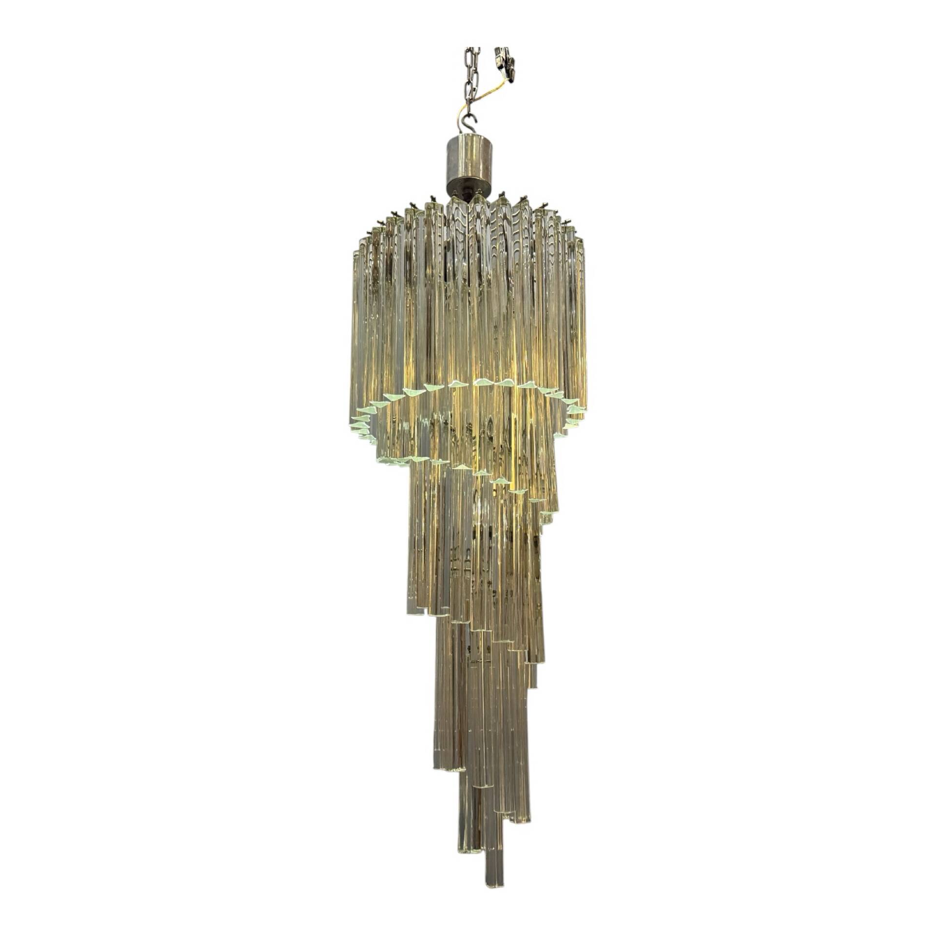 Large Murano Glass Trilobi Chandelier, Italy, 1960s