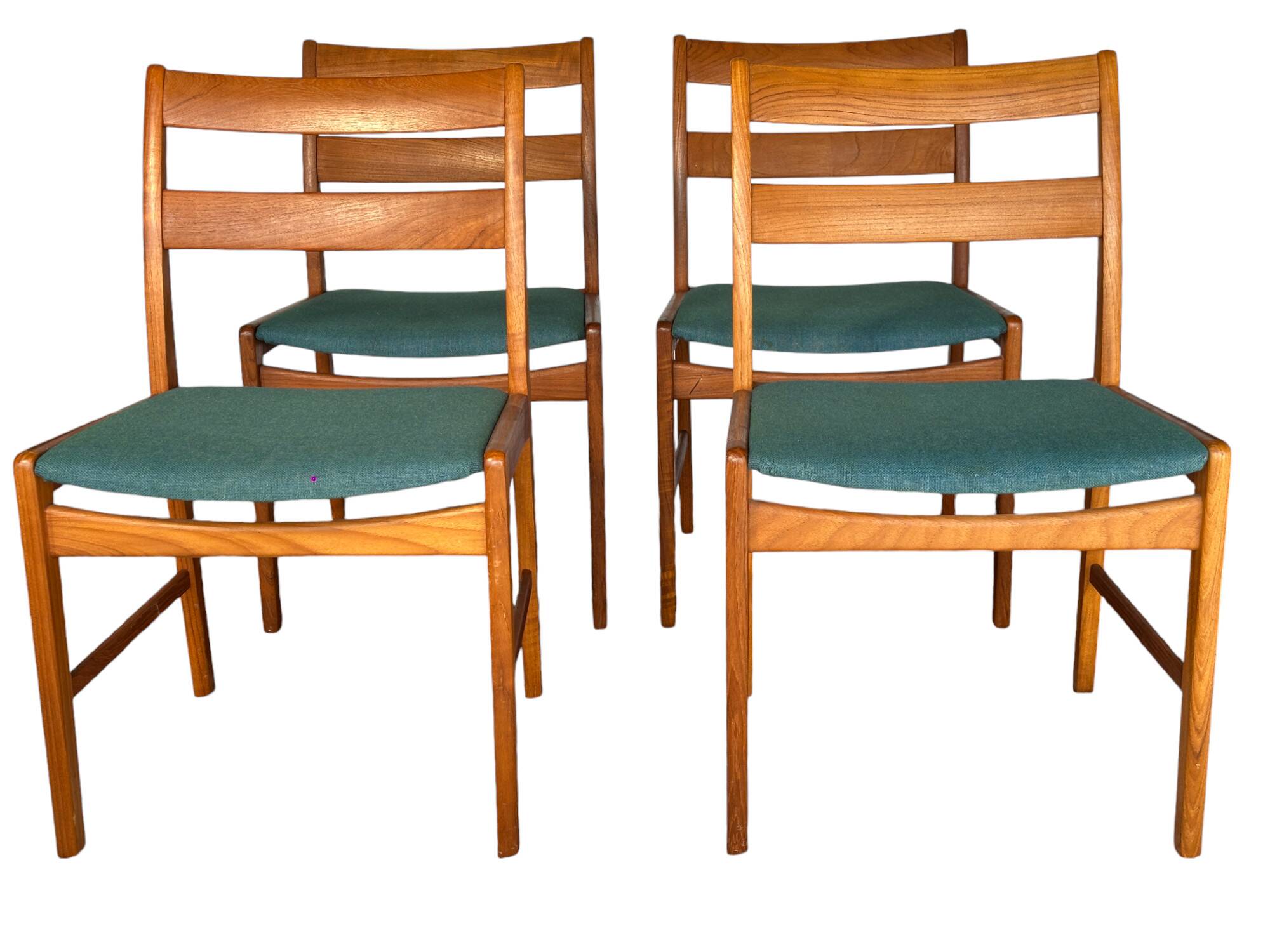 Set of 4 vintage Danish wood and wool chairs by Sax, Denmark 1960s