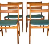 Set of 4 vintage Danish wood and wool chairs by Sax, Denmark 1960s