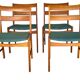 Set of 4 vintage Danish wood and wool chairs by Sax, Denmark 1960s