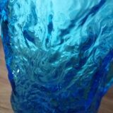 Blue Glass Pitcher with Bark Effect and Bumpy Texture, Geoffrey Baxter or Ingrid Glasshütte, 1960s-70s