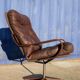Fauteuil pivotant vintage cuir bois et métal